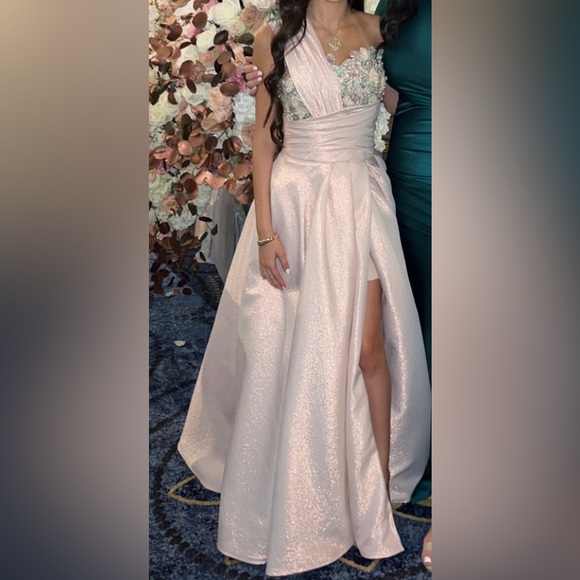 Sara Badr dress, shimmer pink dress with sage green and lavender beading in xs. - Picture 3 of 5